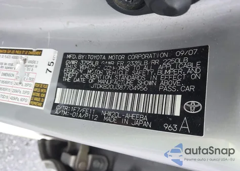 2008 Toyota Prius из США, поврежденный, VIN JTDKB20U387704956